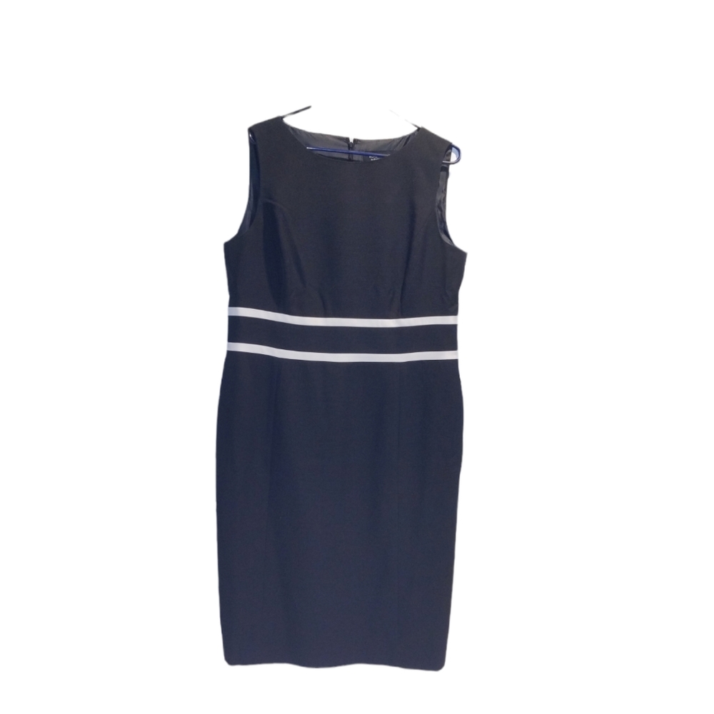 Black Label by Evan-Picone Simple Black and White Dress Size Large - 14